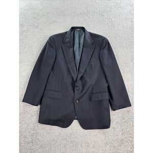 Polo University Club Suit Jacket 44 R Blue Wool Striped Ralph Lauren Designer